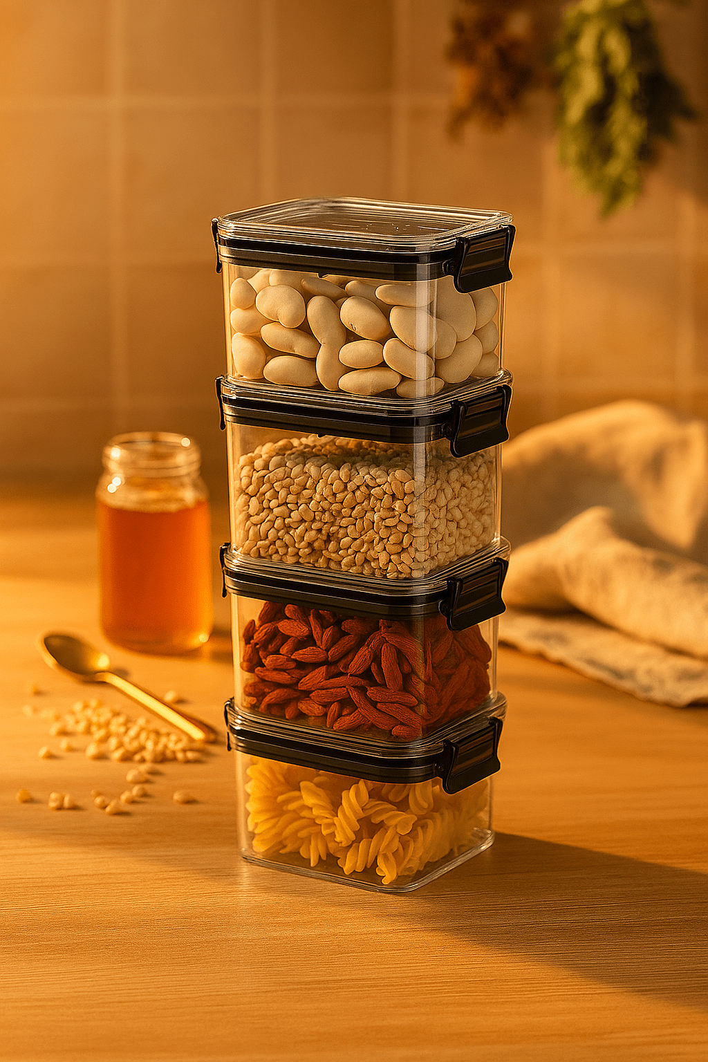 Nestrel LockFresh Stackable Food Containers — Airtight Kitchen Storage Set - Nestrel