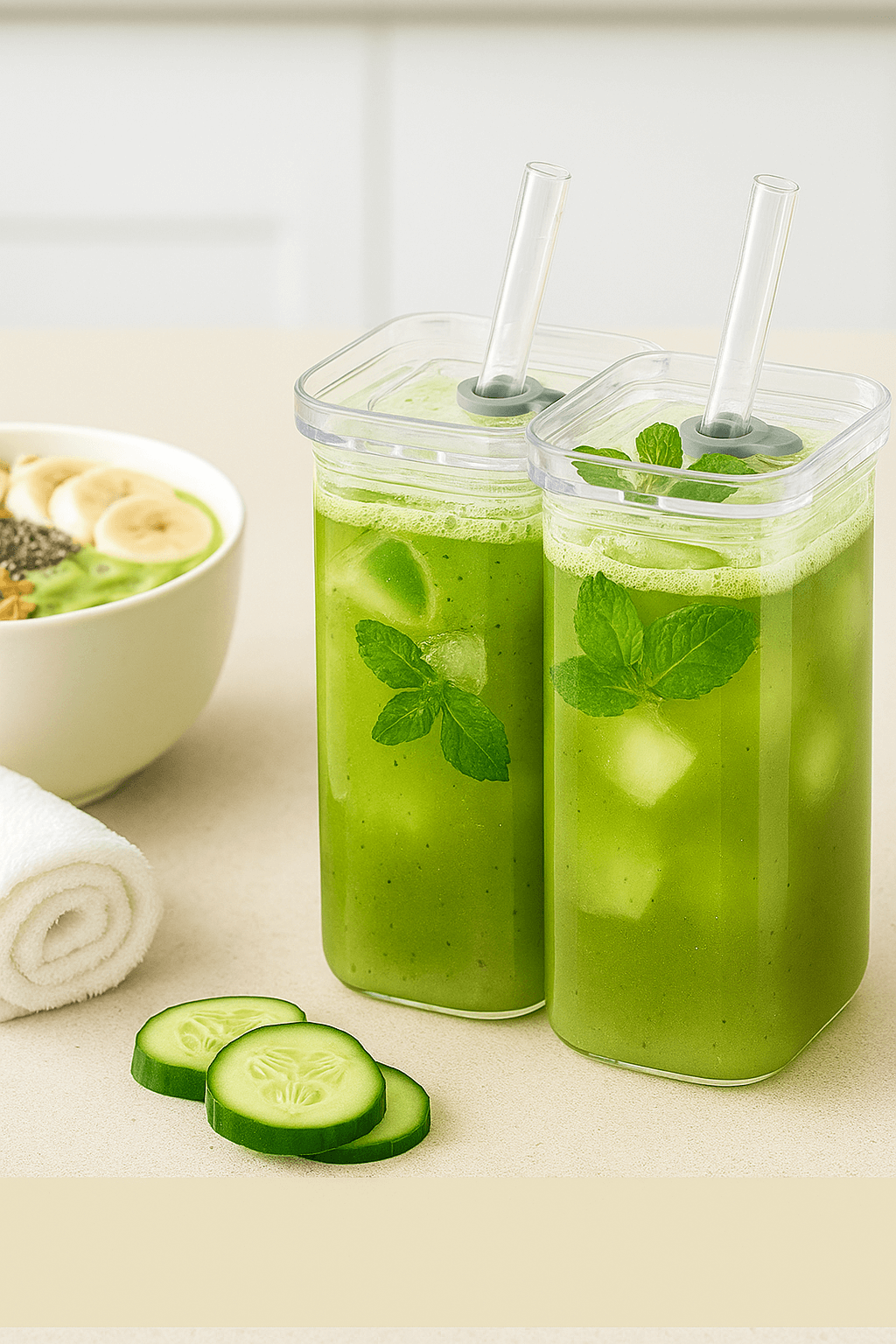 Square Glass Iced Coffee Cup with Lid & Straw – Leak - Resistant Reusable Tumbler (700ml) - Nestrel