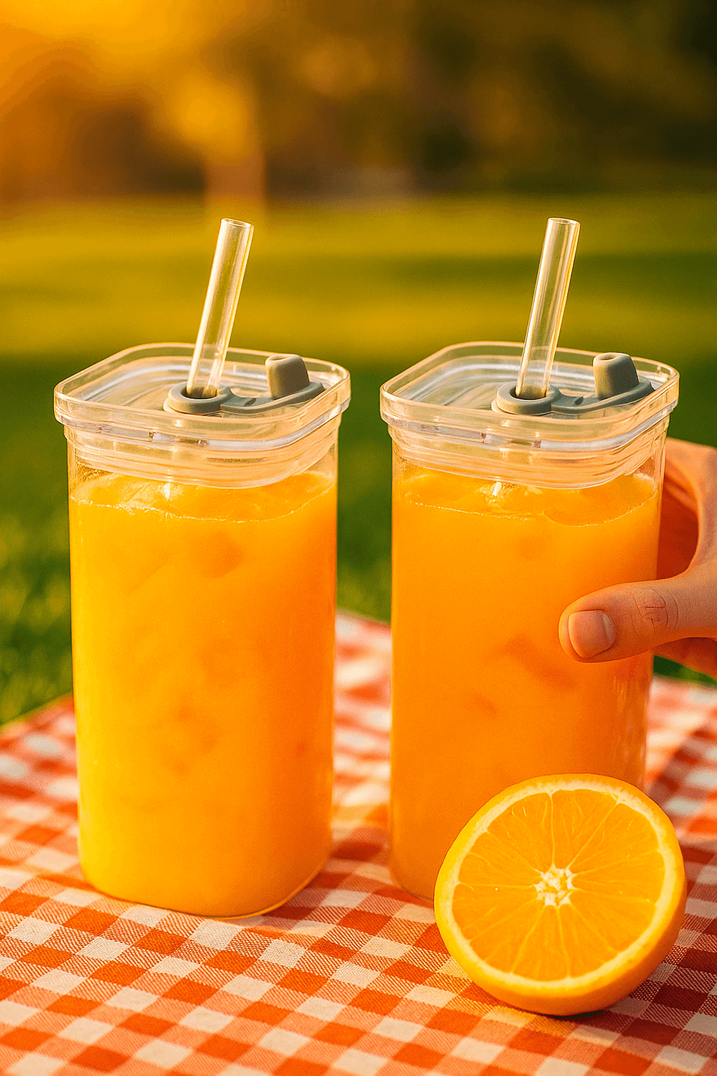 Square Glass Iced Coffee Cup with Lid & Straw – Leak - Resistant Reusable Tumbler (700ml) - Nestrel