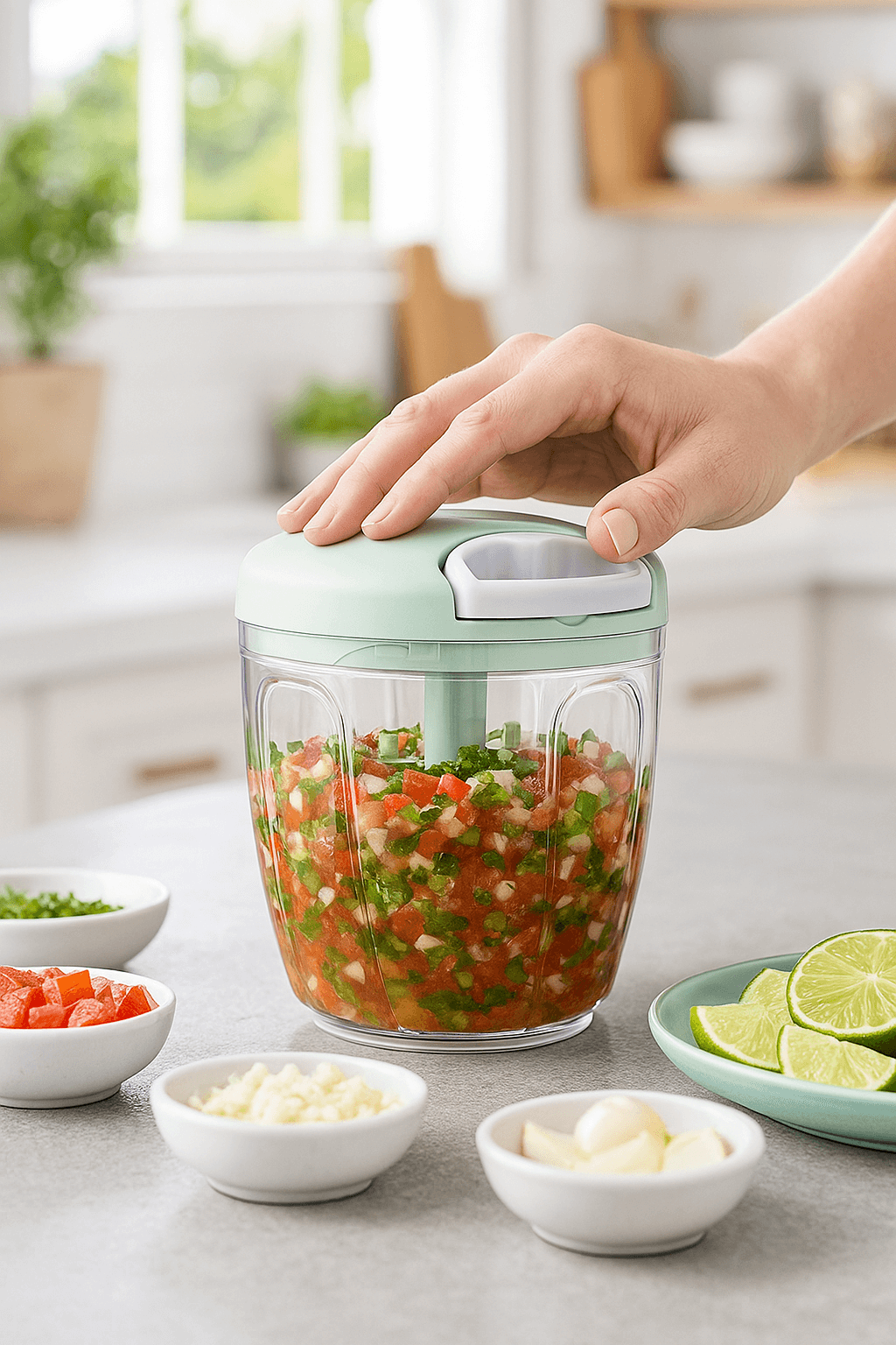 Manual Food Chopper – Hand - Pull Onion & Garlic Dicer - Nestrel