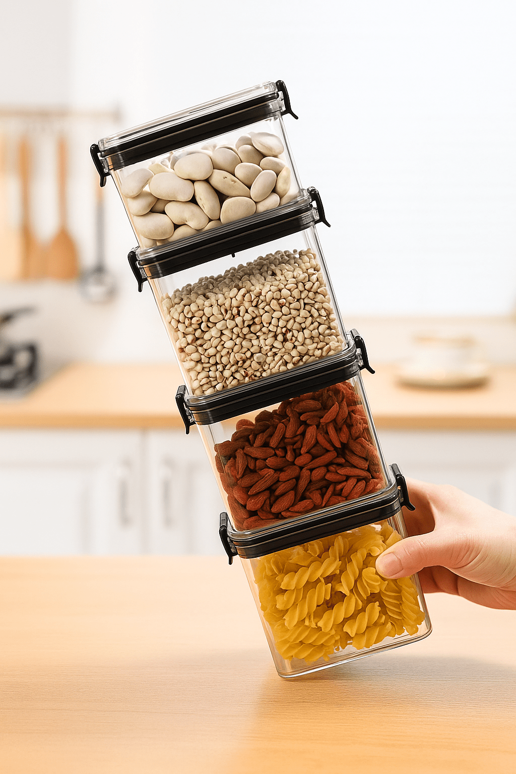 Nestrel LockFresh Stackable Food Containers — Airtight Kitchen Storage Set - Nestrel