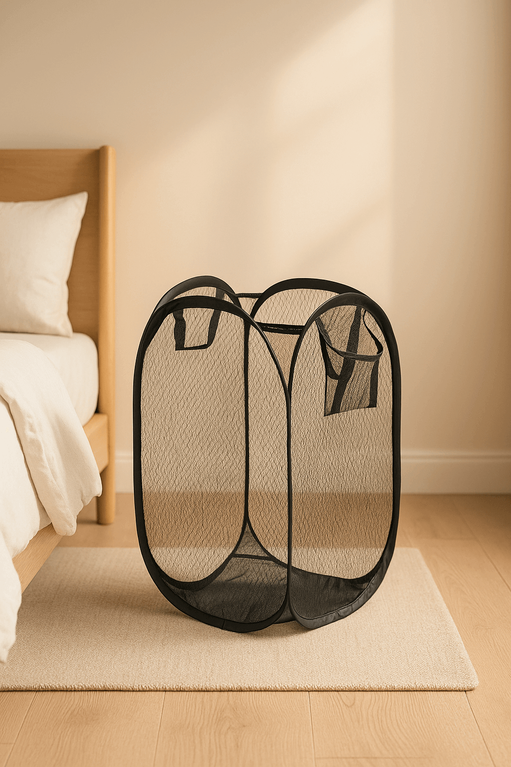 Pop - Up Bathroom Laundry Hamper – Foldable Mesh Basket - Nestrel